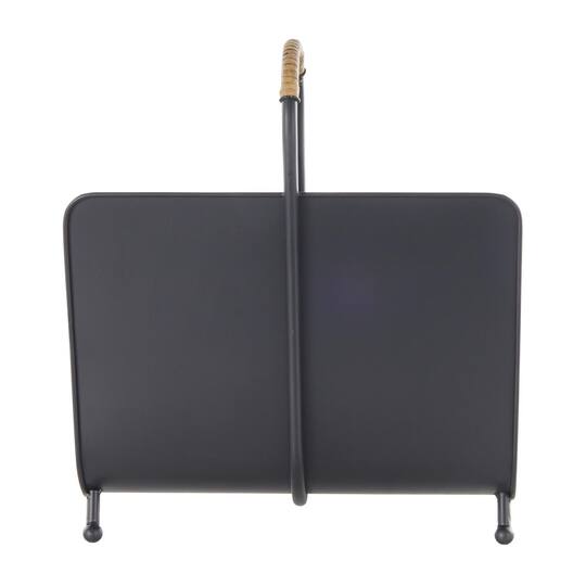 15" Black Metal Modern Decorative Magazine Holder with Loop Shaped Handle